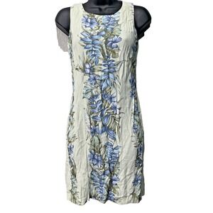 Kaua'iana Dress Womens XS Green Blue Floral Tropical Shift Made‎ in Hawaii M504